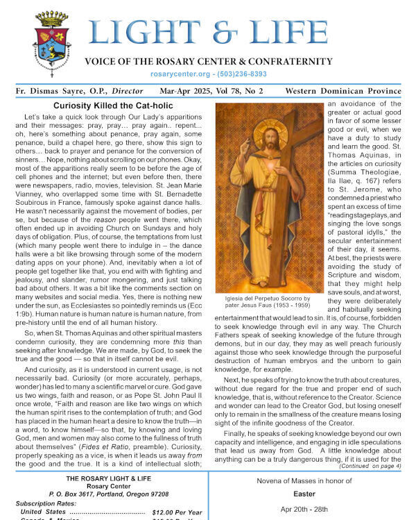 Curiosity Killed the Cat-holic / On God and His Perfections - V78n2 - March-April 2025